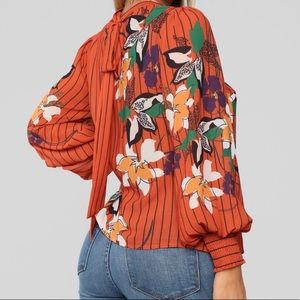 Fashion Nova Floral Print Long Sleeve Blouse